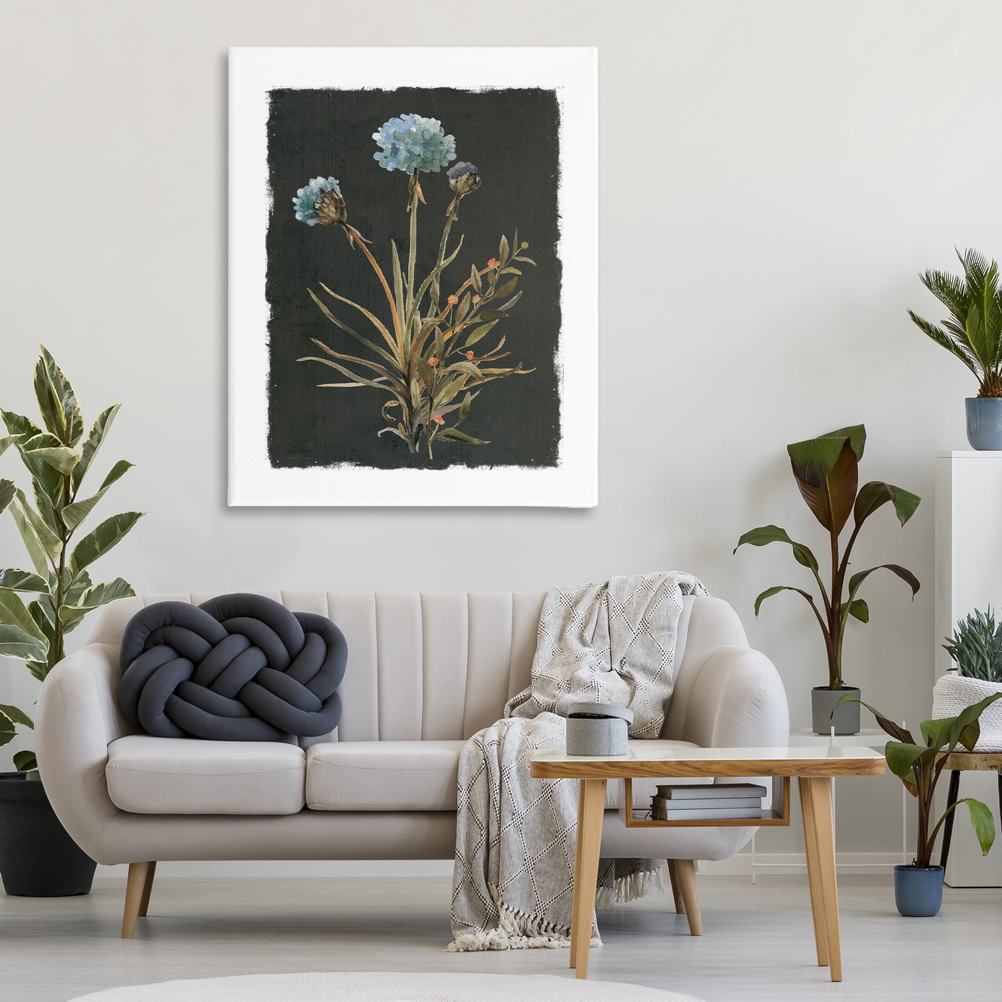 Stupell Industries Cerulean Bloom on Dark Green Canvas Wall Art, design by Carol Robinson