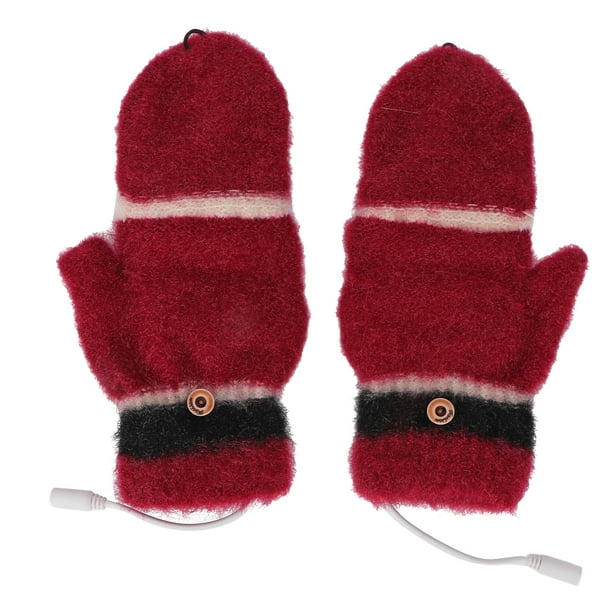 Gants chauffants tricotés demi-doigt pour adultes et enfants