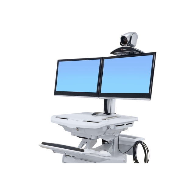 Ergotron StyleView Camera Shelf - Mounting component (bracket, shelf, mounting hardware, touch fastener strip, strap) - for video conference camera - silver - under-the-monitor
