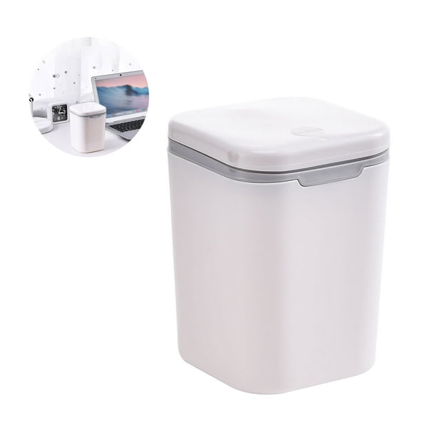 Mini poubelle de bureau Poubelle de bureau blanche Poubelle portable  amovible avec un bouton dans le couvercle pour bureau de cuisine de chambre  