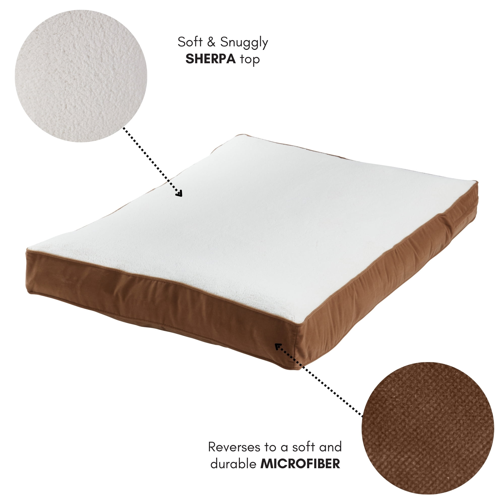 Happy Hounds Daisy Deluxe Sherpa Supportive Dog Bed, Latte, Large (48 x 36 in.)