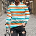 thumbnail image 2 of Qingpeng Oversized Shirt for Men Striped Printed Long Sleeves Tops Pullover Round Neck Tee Shirt, 2 of 5