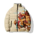 thumbnail image 2 of Chaquetas de invierno 2024 para hombre, abrigo holgado de algodón para hombre, estampado gráfico de granjero y gallo grande, ropa de calle Harajuku, abrigos para hombre, 2 of 5