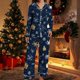 thumbnail image 1 of Puyaiuu Women 2 Piece Christmas Satin Pajama Set Cute Print Long Shirt Loose Shorts Matching Set Loungewear Gift, 1 of 5