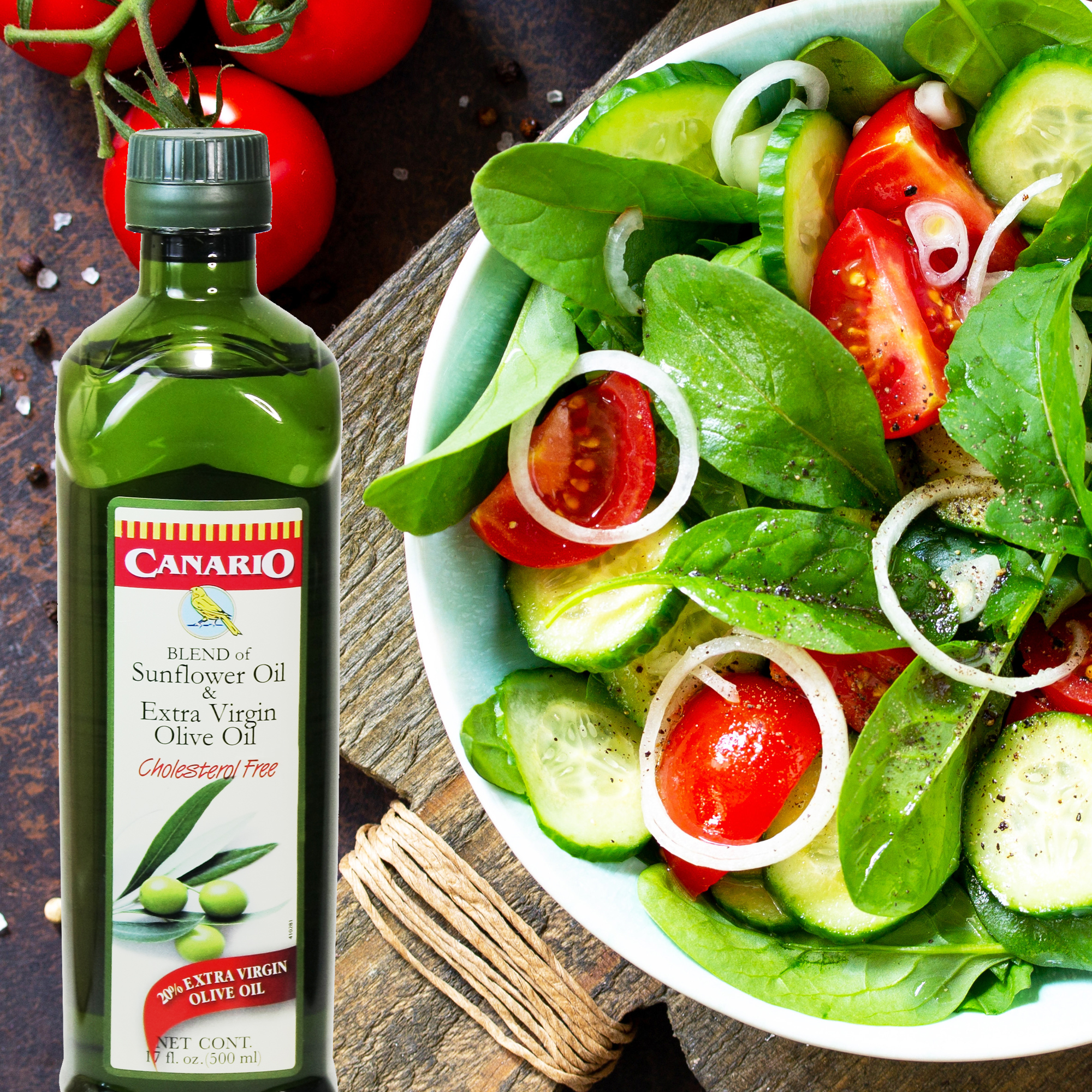 Canario Blend of Sunflower Oil & Extra Virgin Olive Oil,17 fl. oz. Plastic Bottle
