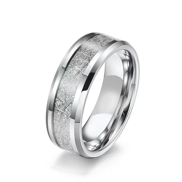 Anillo de acero inoxidable para dedo pulgar de hombre en tono plateado, anillos de promesa para hombre, banda de boda de ajuste cómodo