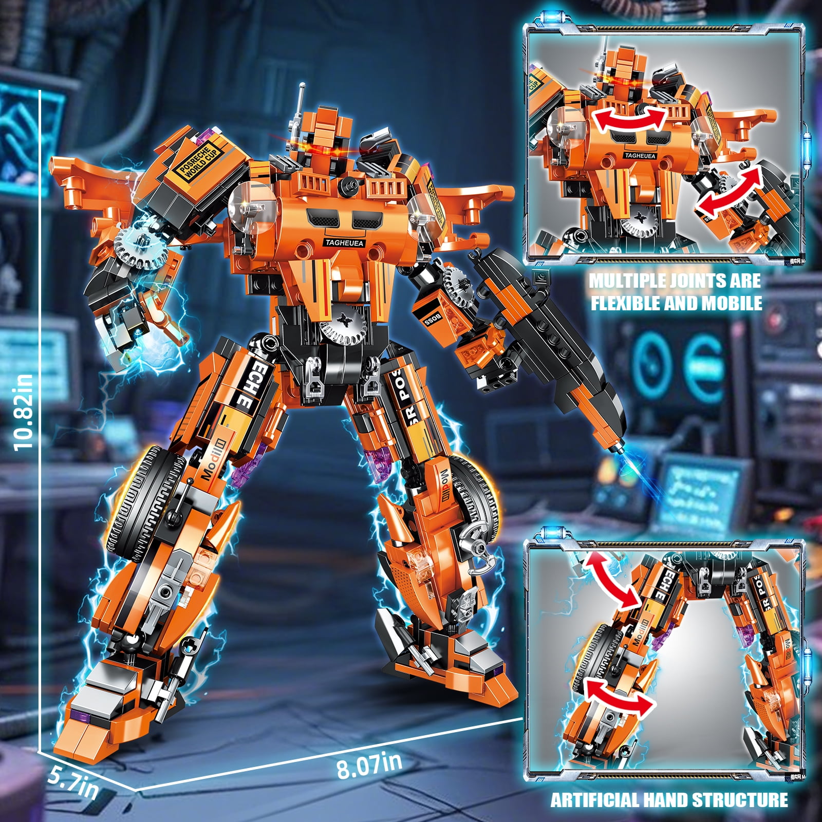 2 in 1 Transforming Mech Robot Building Toy Set, Compatible with Lego Car, 830 PCS Racing Car Building Blocks Kit for Adults, Construction Truck Vehicle Educational Gift Toy for Teens Boys 14+