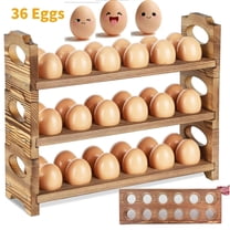 Egg Holder Countertop, 3-Tire Solid Wooden Egg Holder, Stackable Egg Storage Basket Holding Up to 36 Fresh Eggs