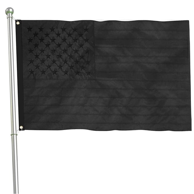Bandera De Estados Unidos Totalmente Negra: Bandera De Estados Unidos Opaca De 3 × 5 Pies Con Estrellas Bordadas Bandera De Estados Unidos Negra Con Ojales De Latón Para Interior Y Exterior Guardurnaity OD016718-02