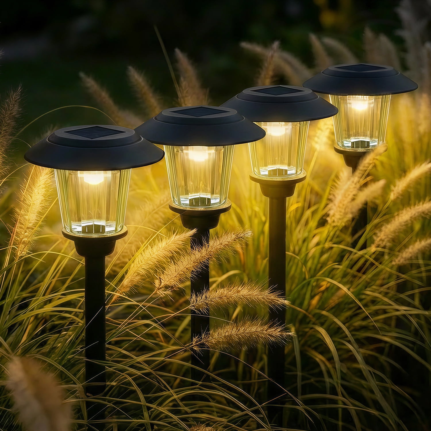 2 pack Solar Ground Lights Outdoor, IP65 Waterproof LED Ground Lights with 2 Modes (Steady & Rotating), Bright Solar Powered Pathway Lights for Garden, Lawn & Landscape Decoration