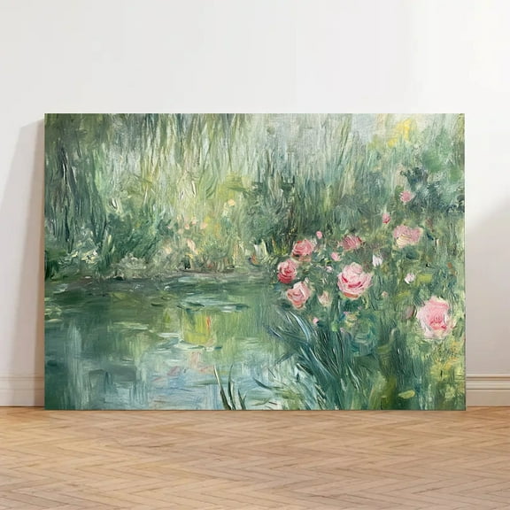 Lakeside Rose Abstract Painting Canvas Art Poster Wall Art Print Modern Unique Family Bedroom Living Room Decor