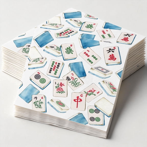 MyMealivos 50Pcs Mahjong Napkins 5 X 5 Inches Disposable Cocktail Beverage Napkins for Casual Gatherings Game Nights Birthday Party