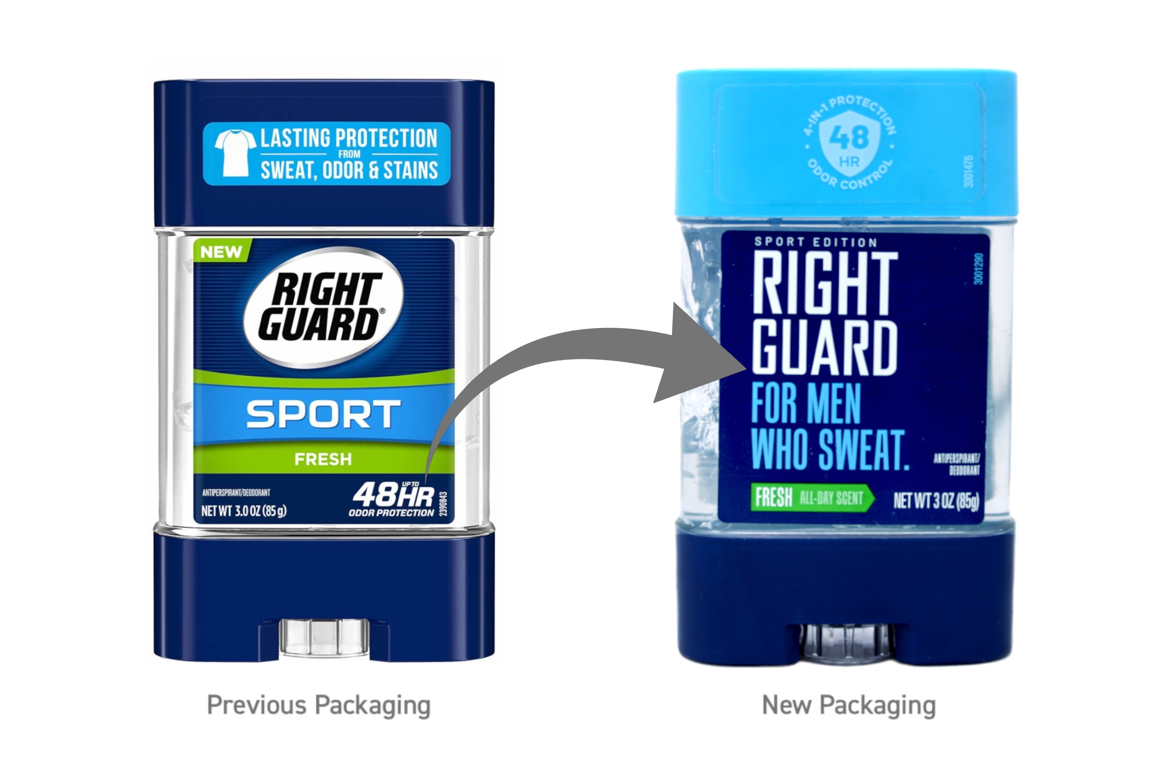 Right Guard Sport 3D Odor Defense, Anti-Perspirant Deodorant Clear Gel, Fresh 3 oz (Pack of 6)