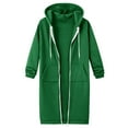 thumbnail image 4 of Casual Zip up Hoodies Tunic Sweatshirt Long Hoodie Jacket for Women Long Tunic Sweatshirt with Hood, Cozy Loungewear for Fall & Winter,Green S, 4 of 5