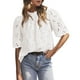thumbnail image 1 of Blusa blanca bordada con ojales de verano PRETTYGARDEN para mujer, 1 of 7
