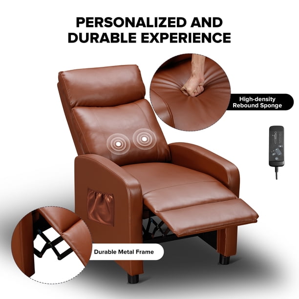 Comhoma Push Back Faux Leather Massage Recliner with Footrest