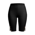 thumbnail image 4 of Busydd Leggings for Women Plus Size L-5XL Stretchy Slim Workout Leggings Solid Color Button Knee Length Gym Shorts Trendy Casual Slit Hem Running Yoga Shorts XXXXL, 4 of 9