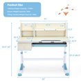 thumbnail image 2 of Costway Réglable Hauteur Enfants Bureau Table de Dessin W / Étagère & Hutch Bleu, 2 of 10