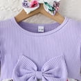 thumbnail image 4 of Baby Dress New Floral Dress With Bow Headscarf Spring Summer 2 Piece Set Girl Dresses Purple 6 Months-9 Months, 4 of 7