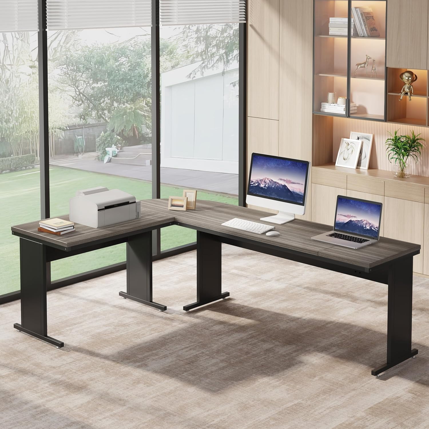 Tribesigns 83-In L-Shaped Executive Desk, Modern Reversible Office Computer Desk for Home Office (Grey)