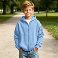 thumbnail image 6 of Busydd Boys Fall Jacket 3-14 Years Trendy Solid Color Waffle Texture Zip Up Jacket Comfy Casual Long Sleeve Hooded Outerwear, 6 of 9