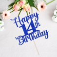 thumbnail image 3 of Cake Topper Kaoenla con brillo, feliz 14.º cumpleaños, azul, 3 of 8