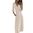 thumbnail image 3 of Franhais Women Tie-up Mid-rise Dress, Adults Solid Color/Print Long Sleeve V-neck One-piece, 3 of 9