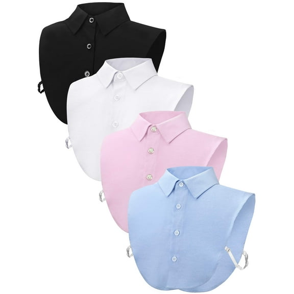 4 Pcs Fake Collar Detachable False Dicky Collar Half Shirts Round for Women Outfits Halloween Costume Accessories