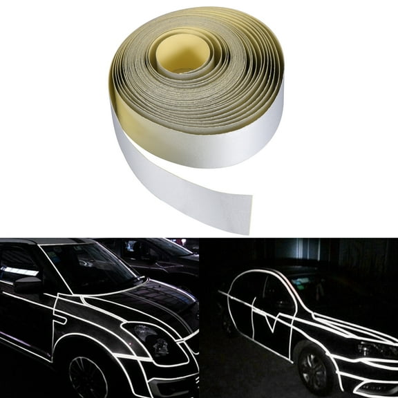 Landege 2cm x 5m Car Reflective Rim Stripe Tape, Self-Adhesive Body Sticker, White for Vehicle Decoration