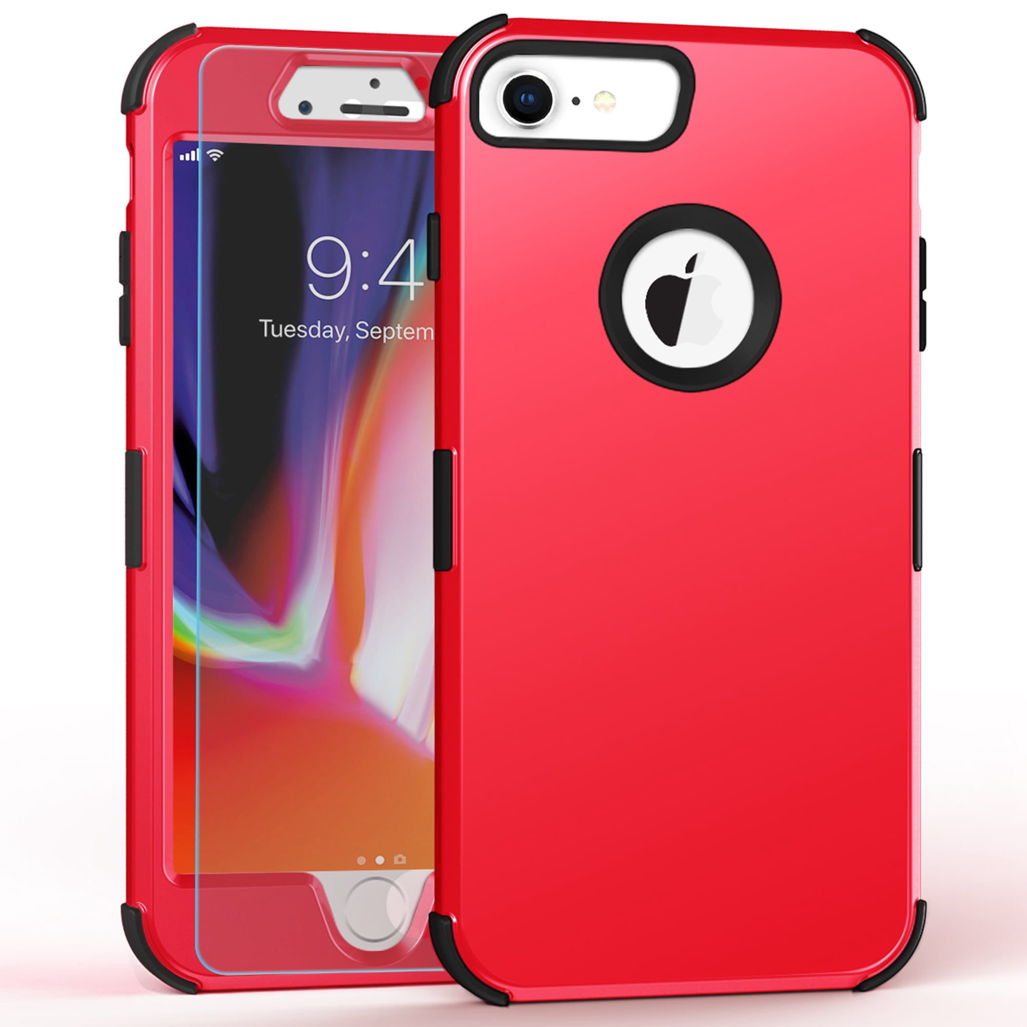 iPhone 8 with Tempered Glass Screen Protector, Dteck 3 Layer Rugged