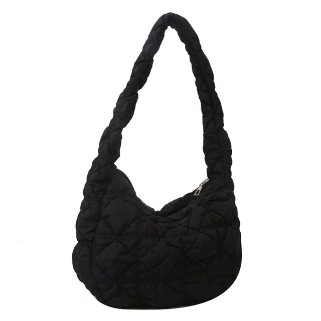 Bolso plisado de nube para mujer, bolso de hombro acolchado informal, bolso PuffyTote para chica (negro)