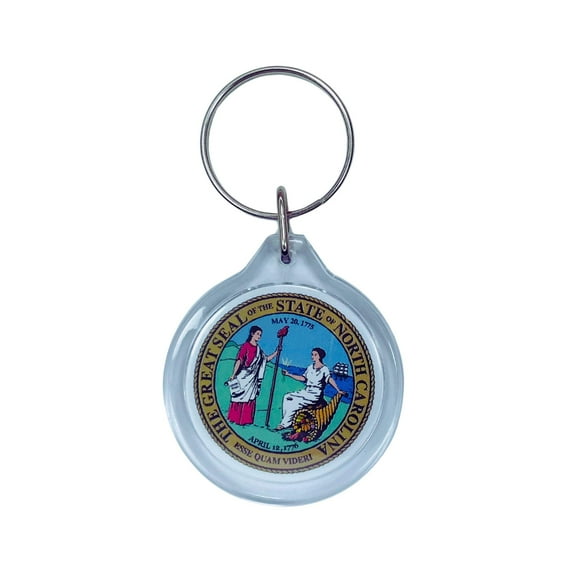 Round Acrylic Keychain - State Seal North Carolina - USA | Lightweight Travel Keepsake, Collectible Souvenir, Everyday Key Accessory