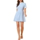thumbnail image 2 of INSPIRE CHIC Vestido de Manga Corta Vintage con Panel de Contraste y Cuello Volante para Mujeres S Azul, 2 of 8