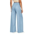 thumbnail image 4 of Yievot Denim-Like Pants for Women High Waisted Wide Leg Pant with Pockets Elastic Waist Strechy Drawstring Pull On Trousers, 4 of 8