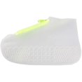 thumbnail image 4 of Cubierta de zapatos de goma para hombres y mujeres, cremalleras, cubiertas de zapatos impermeables reutilizables Unisex, cubiertas de lluvia de silicona antideslizantes blancas, zapatos nuevos Feliz Sencillez, 4 of 5