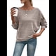 thumbnail image 2 of Blusas de Larga Suaves para Mujer, Cuello Redondo, Estilo Jersey, Estilo Informal de Negocios, de Punto con Mangas Murciélago, Conjuntos Oversize 2025 Gris XXXL, 2 of 9