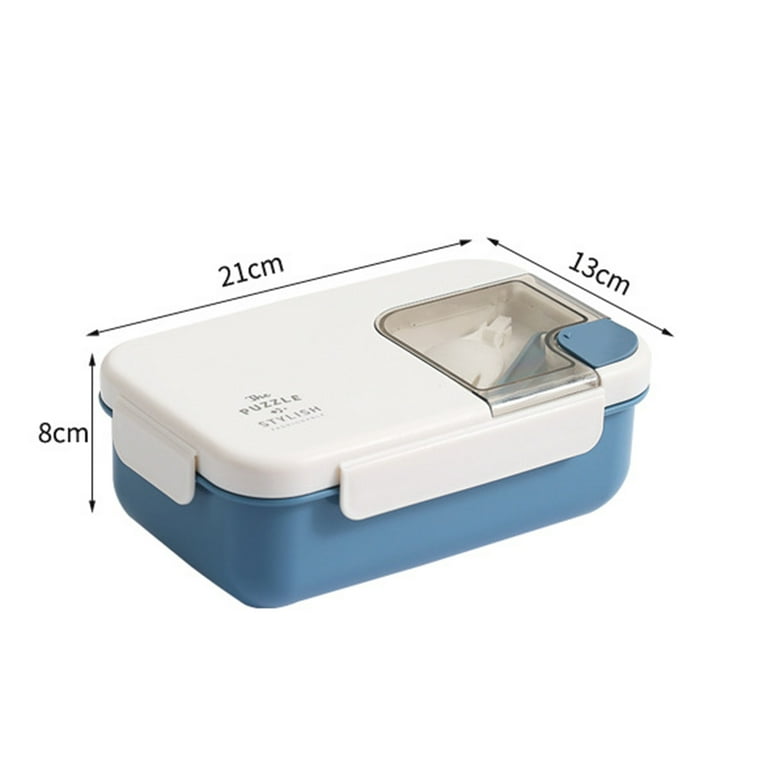 Ioaoai Bento Box 1 Set Meal Preservation Leak-Proof Useful Stainless Steel Liner Lunch Box Utensil Set, Size: 21, Blue