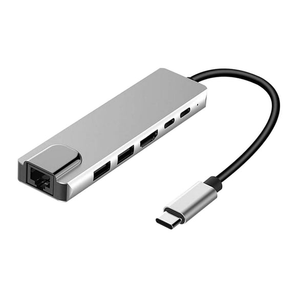 Adaptador de Concentrador usb, Concentrador six en un a 4k, 2 Puertos USB 3., 2 de Alimentación