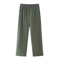 thumbnail image 4 of HH TRAF Pantalones elegantes de pierna ancha y cintura elástica para mujer, estilo vintage, holgados, con bolsillos sólidos, de cintura alta, informales, rectos para la calle, 4 of 5
