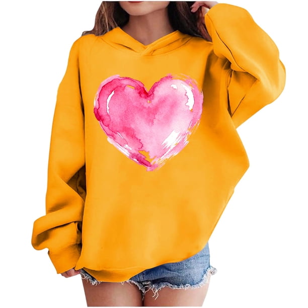 Sudadera con capucha y estampado de corazón de San Valentín, sudadera de manga larga para niños y niñas, chaqueta para niñas de talla mediana y grande.