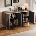 thumbnail image 3 of Tcbosik Sideboard Buffet Cabinet, 60" Kitchen Storage Cabinet with Adjustable Shelves, Coffee Bar Cabinet with 4 Doors for Dining Room, Living Room, Dark Gray & Light Gray, 3 of 10