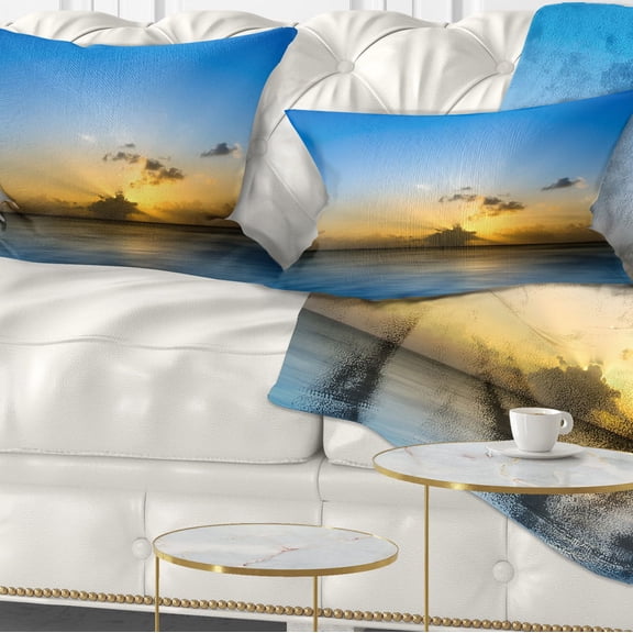 Designart Sunset Lake in South Thailand - Seashore Throw Pillow - 12x20