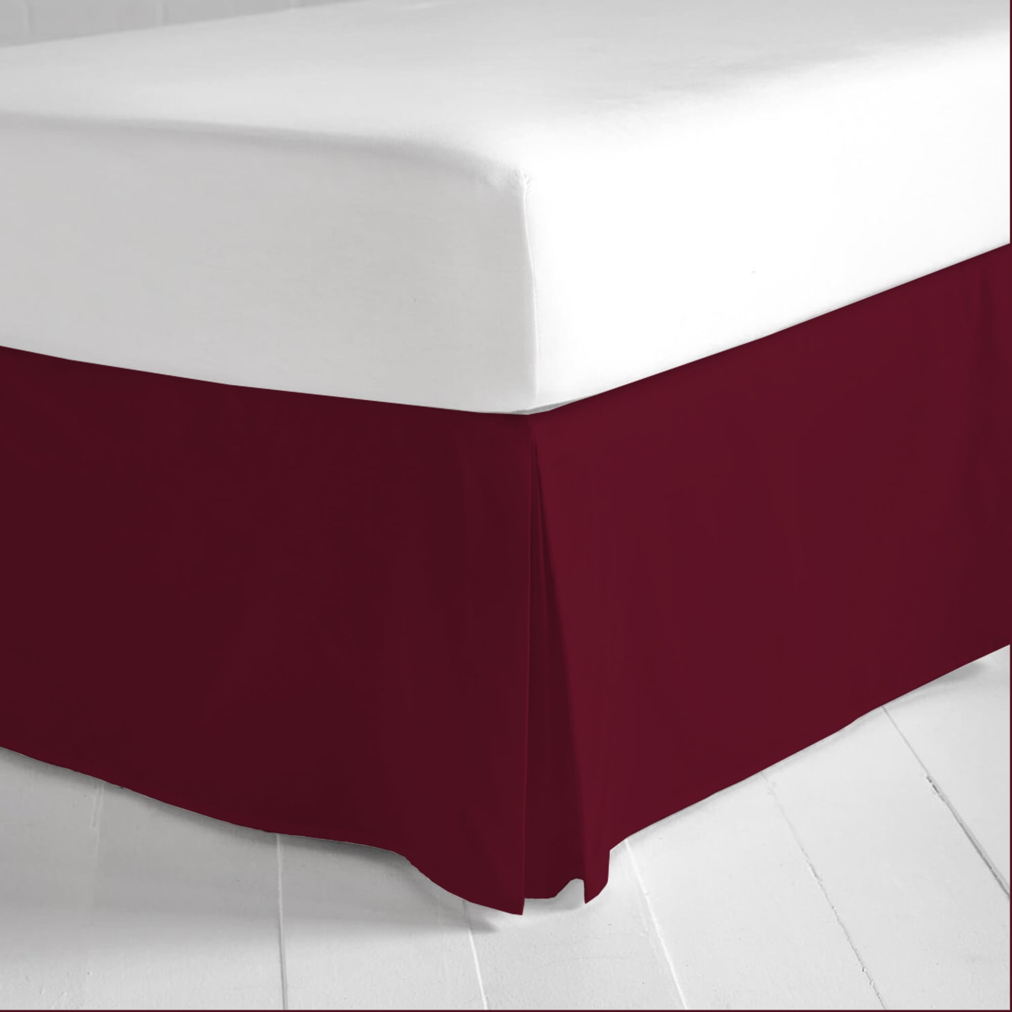 The Great American Store Easy on/Easy Off Double Brushed Easy-Stretch Design Fade Resistance Microfiber 15-Inch Drop Length Pleated Bed Skirt - Twin (Solid, Burgundy)