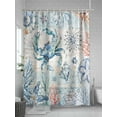thumbnail image 5 of Blue Coastal Ocean Shower Curtain, Crab Coral Shell Bathroom Decor Curtains Set with Hooks, L Waterproof Fabric Home Accessories， 72 X 78 Inch Long, 5 of 6