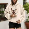 thumbnail image 5 of HOWPAY Dog Pouch Hoodies for Women Pet Carrier Fuzzy Fleece Oversized Long Sleeve Sweatshirt with Kangaroo Pocket Animal Holder Warm Pullover Tops Beige L, 5 of 9