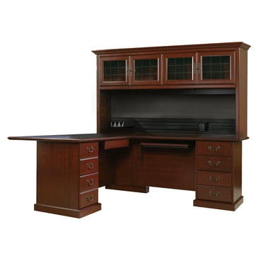 Sauder Heritage Hill Engineered Wood L-Desk with Hutch in Classic Cherry Finish