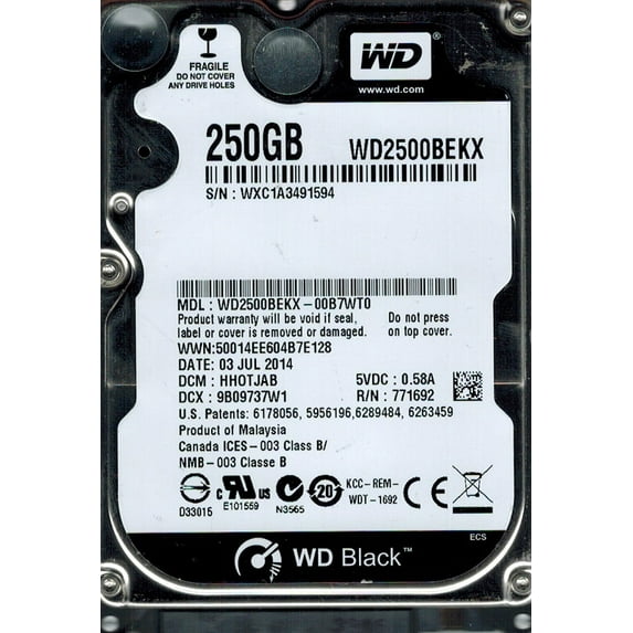 Western Digital WD2500BEKX-00B7WT0 250GB DCM: HHOTJAB