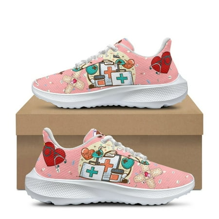 Nursing Shoes Outdoor Mesh Running Shoes for Women Cute Cartoon Nurse Doctor Medical Print Sport Sneakers