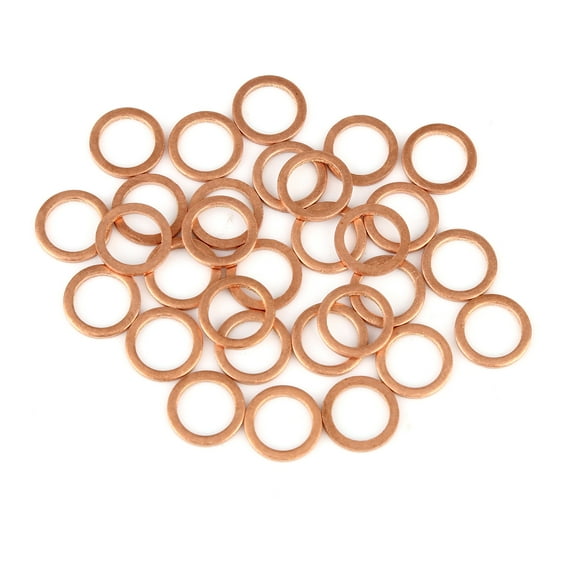 Copper Crush Washer Flat Sealing Gasket Ring Spacer for Car 10 x 14 x 1.5mm 30pcs