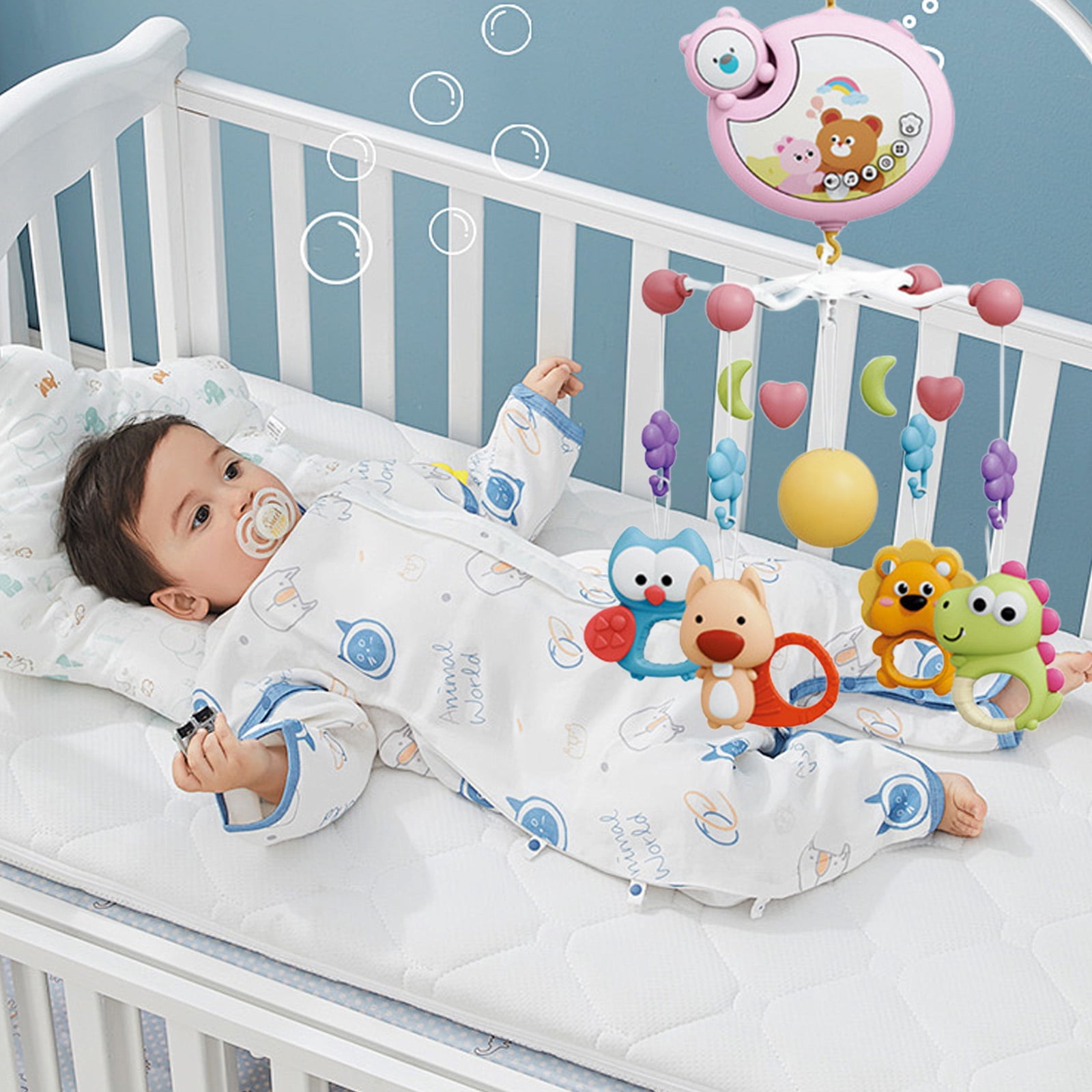 Rotating Baby Crib Mobile Musical Projector Remote Operated 400 Songs Star Lights Visual Tracking Toy
